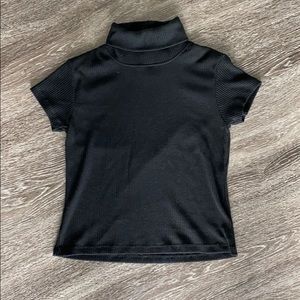 Black short sleeve crop turtle neck